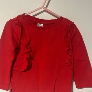 Red sweatshirt great for winter.